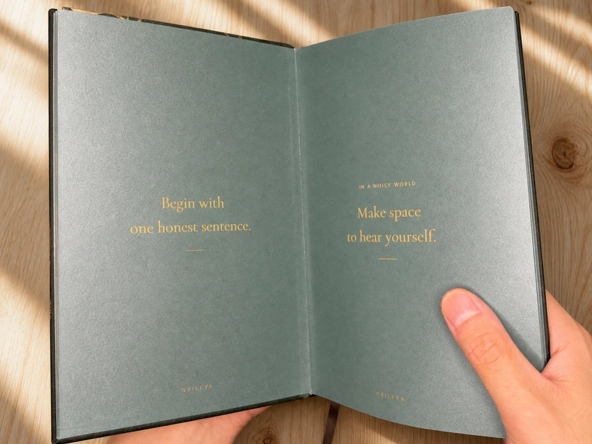 Wood and malachite card included with The Verdant Journal