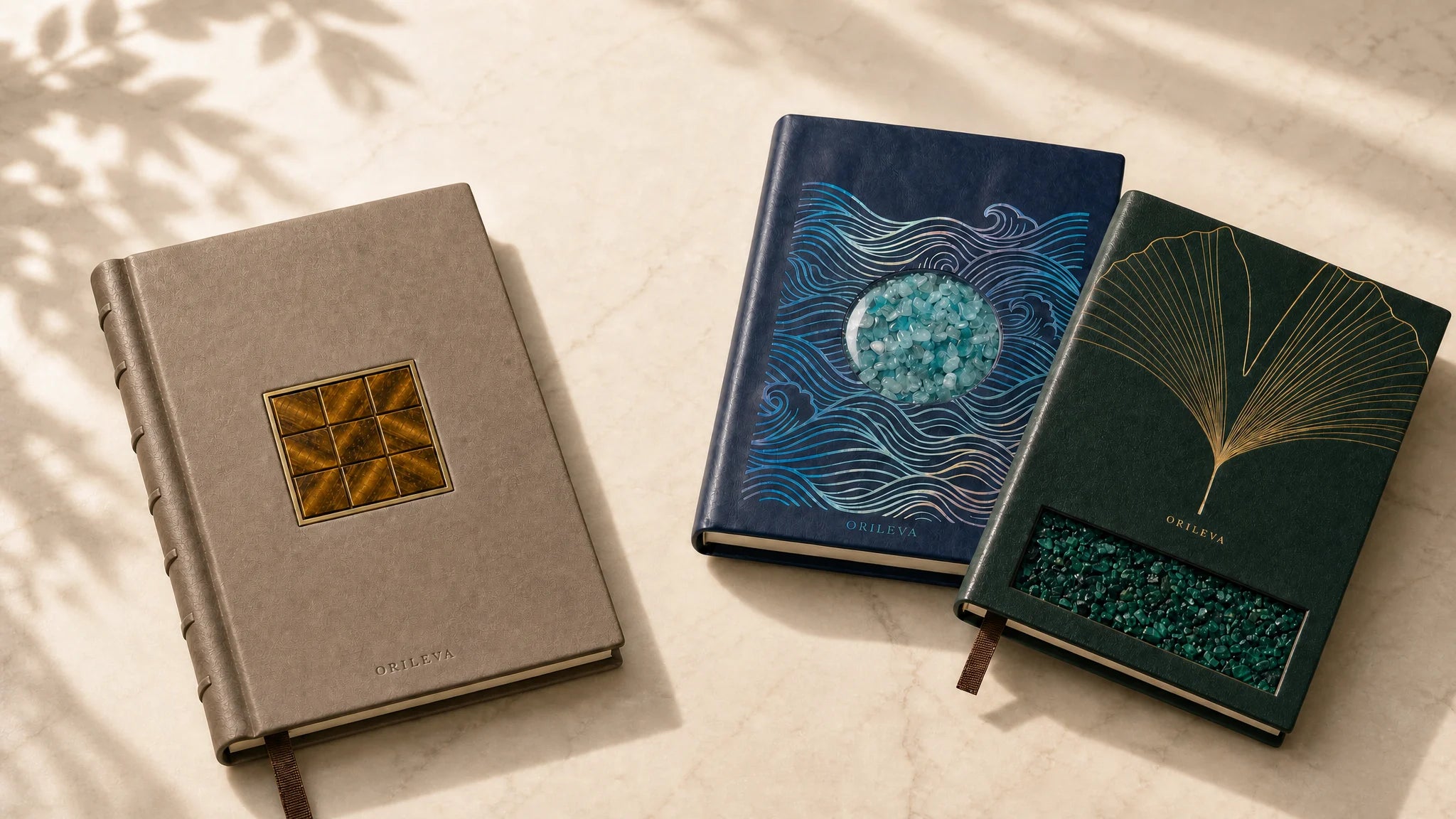 Orileva handcrafted leather journals made with top-grain or full-grain leather, inspired by Wu Xing and the Five Elements for manifestation and intentional living